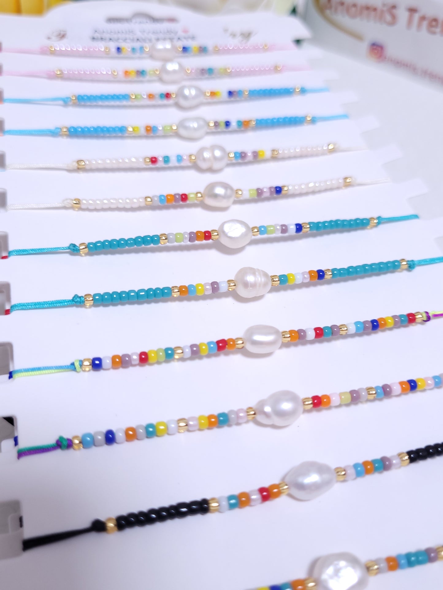 Bracciale scorrevole microsfere con Perla di fiume