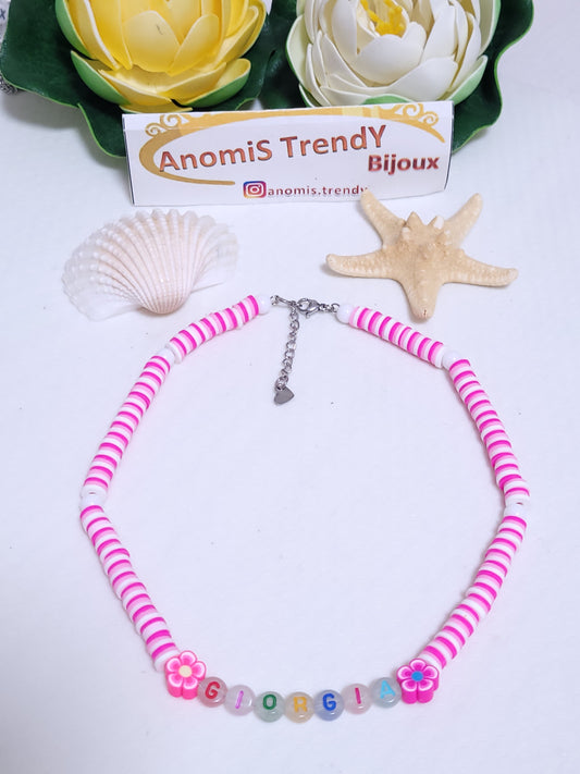 Collana rondelle mix colorate personalizzabile lettere fluorescenti al buio