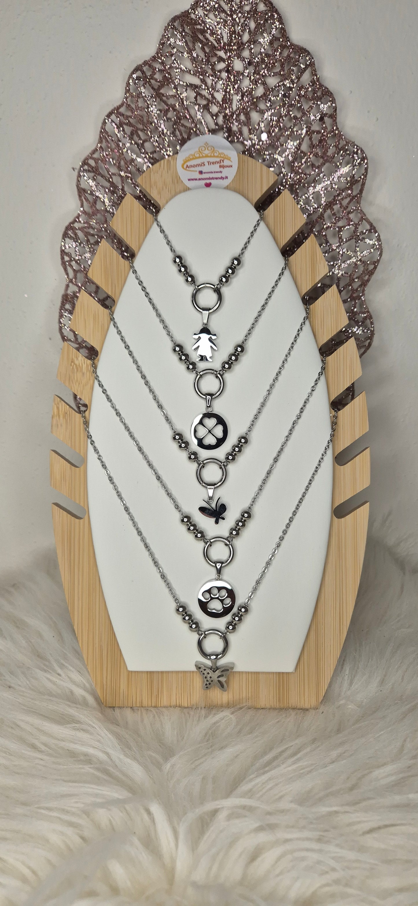 Collana con pendente in acciaio silver