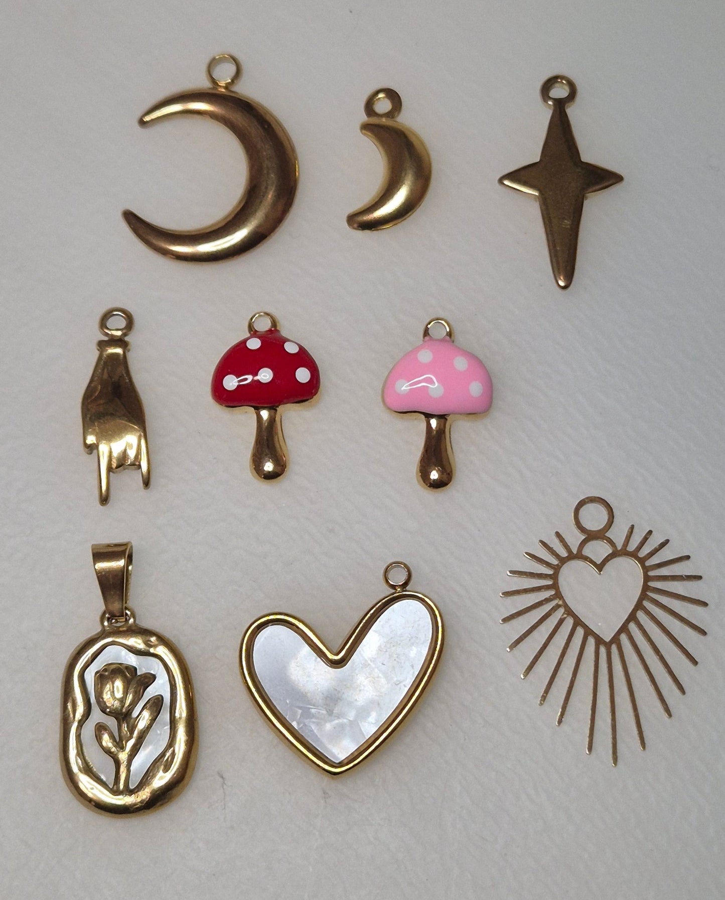 Collana personalizzabile acciaio gold o silver catena a pallini charms e lunghezza a scelta