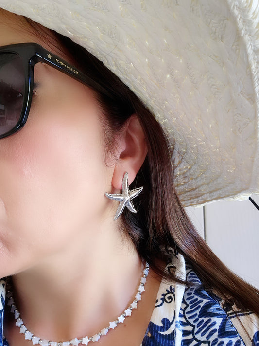 Orecchini Stella Marina in acciaio anallergico Silver o Gold novità Estate