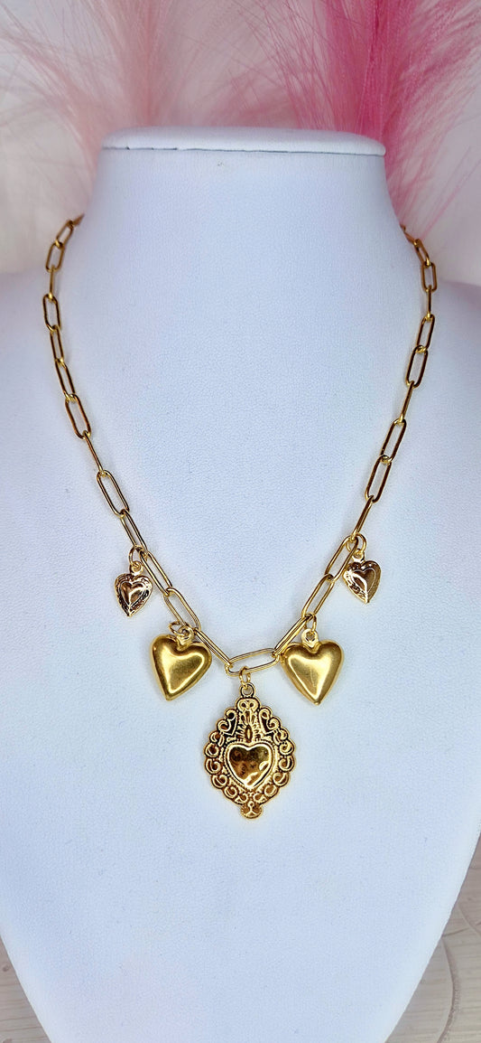 Collana Sacro Cuore effetto sonaglio in acciaio Silver o Gold