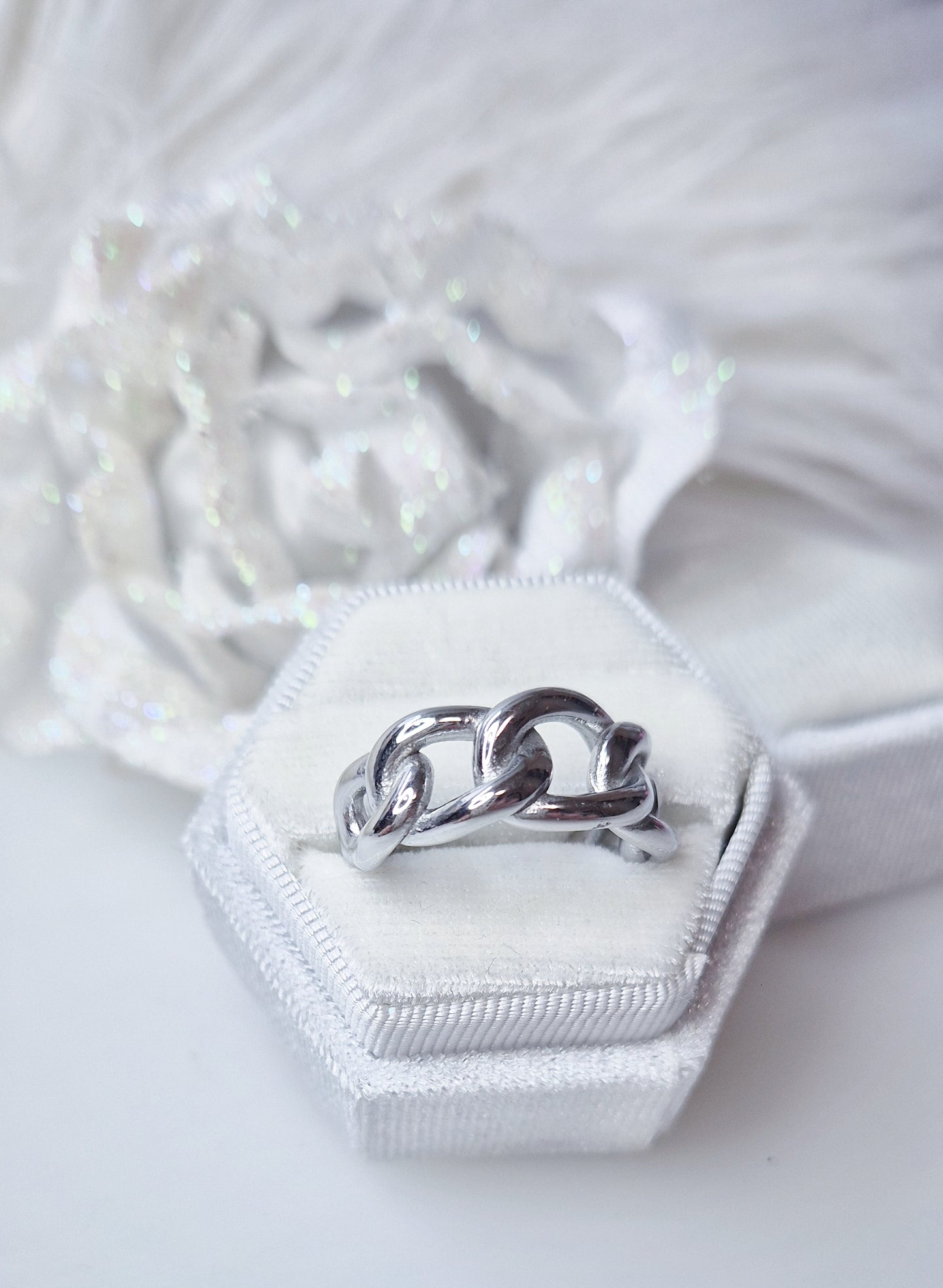 Anello catena 100% acciaio silver misura regolab.