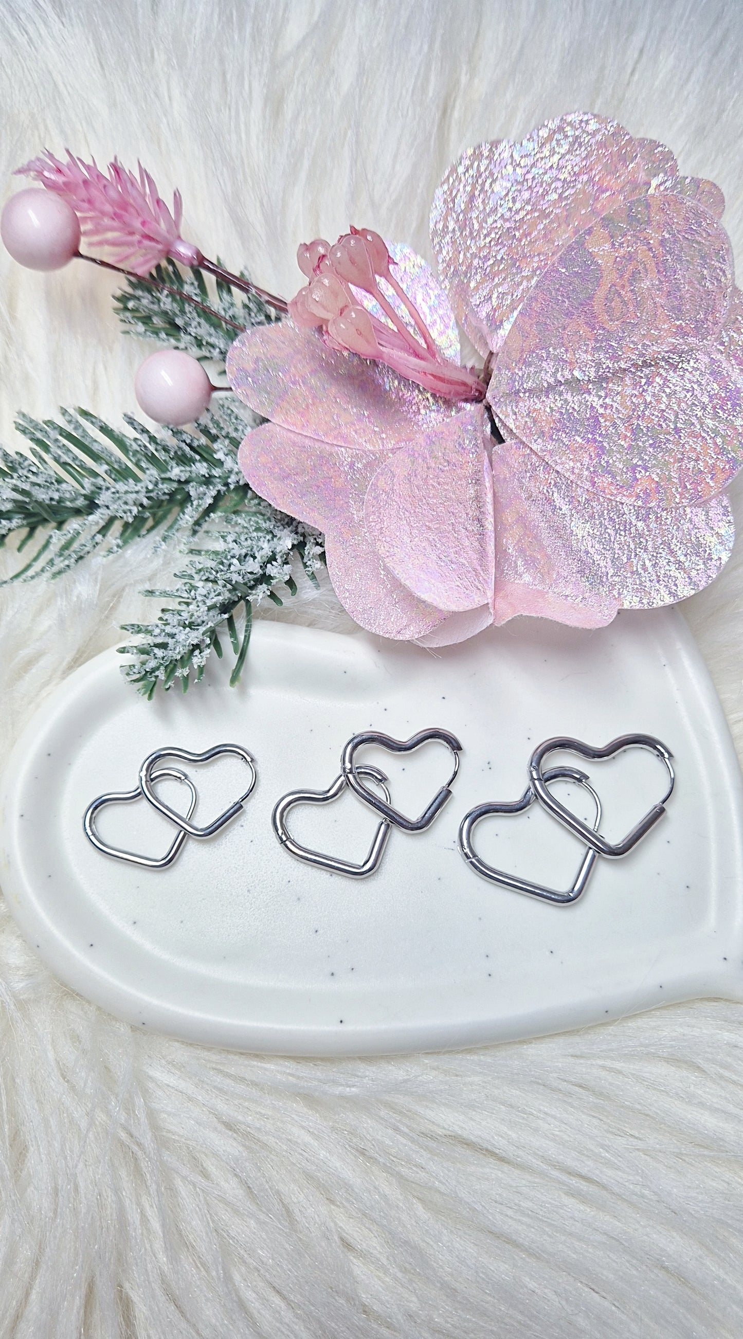 Coppia Orecchini a Cuore ♡ acciaio anallergico Silver/Gold disp. 3 misure