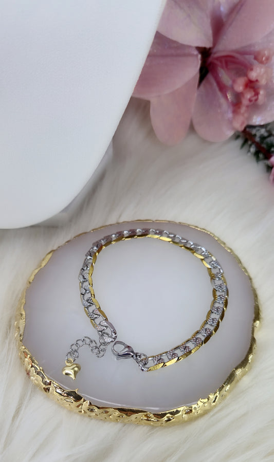 Girocollo Bracciale o parure catena martellata acciaio bicolor anallergico mis.regolab.