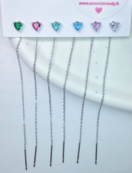Nuovi Filini Sali-Scendi Cuori e mini hoops Cuori acciaio silver