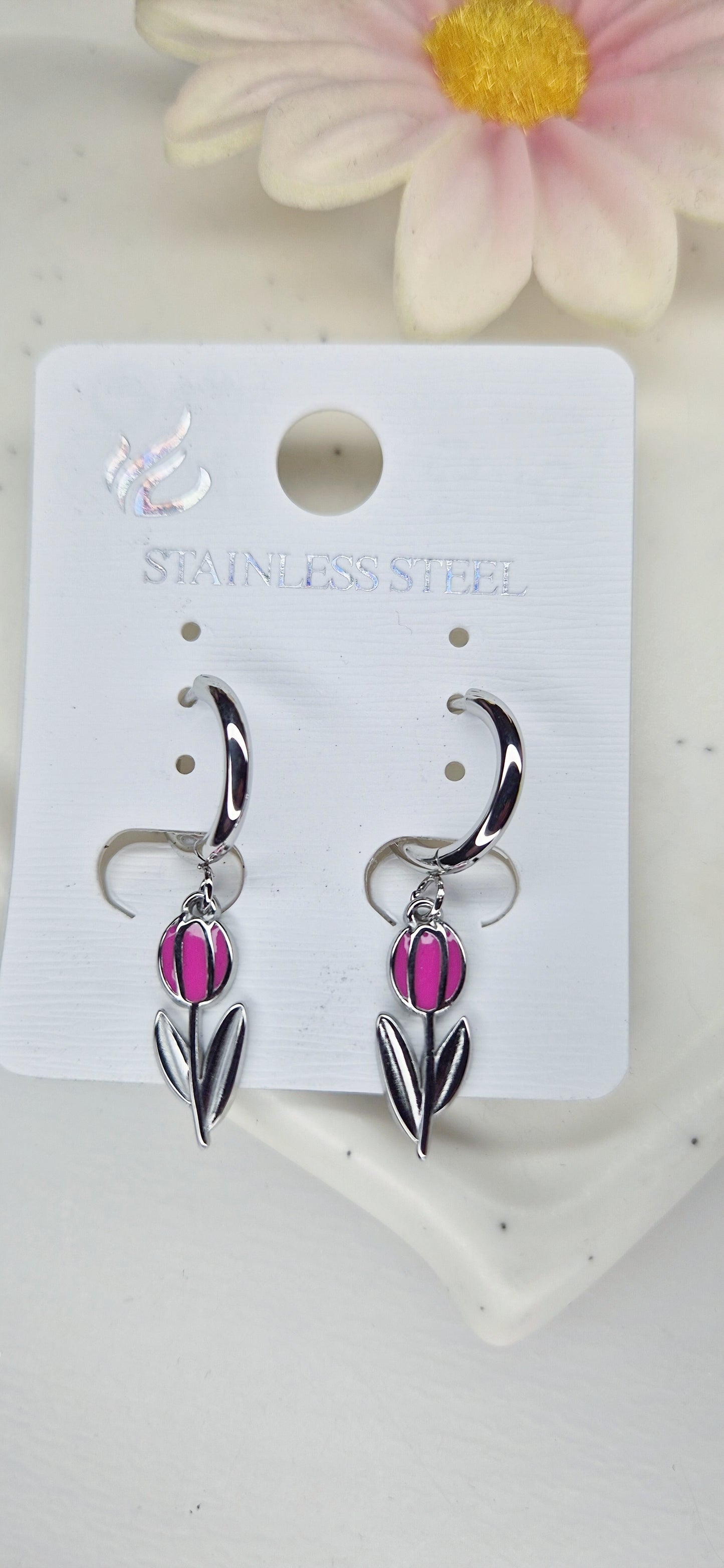 Orecchini Tulipano 🌷 mini hoops 1 cm in acciaio silver anallergico