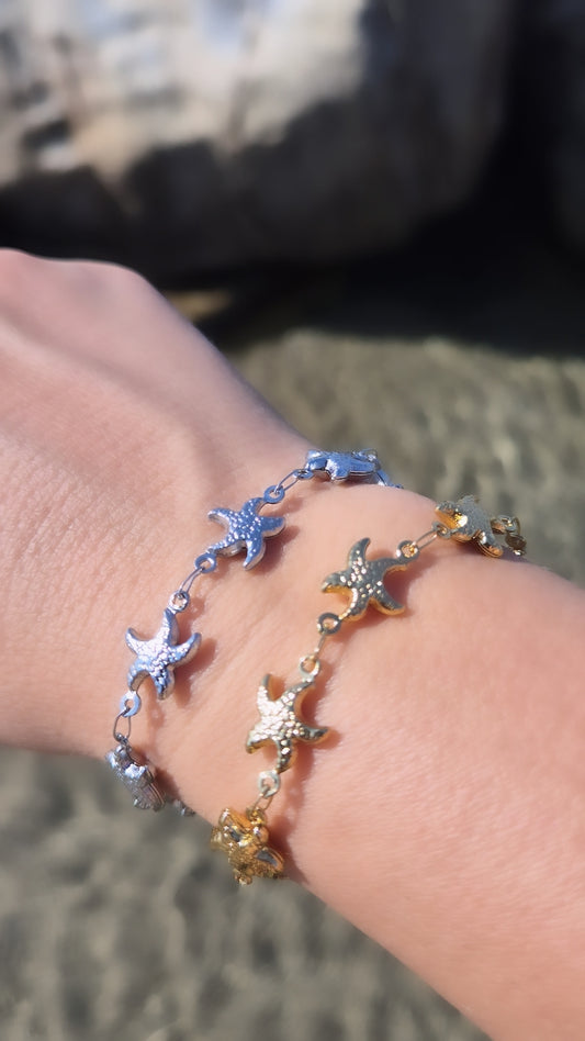 Bracciali Stella Marina *effetto sonaglio* in acciaio Silver o Gold misura regolabile