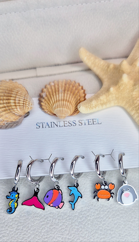 Mono Orecchini 1cm Mare & Frutta Estate '25 in acciaio anallergico (prezzo riferito a 1 singolo orecchino con ciondolo a scelta)