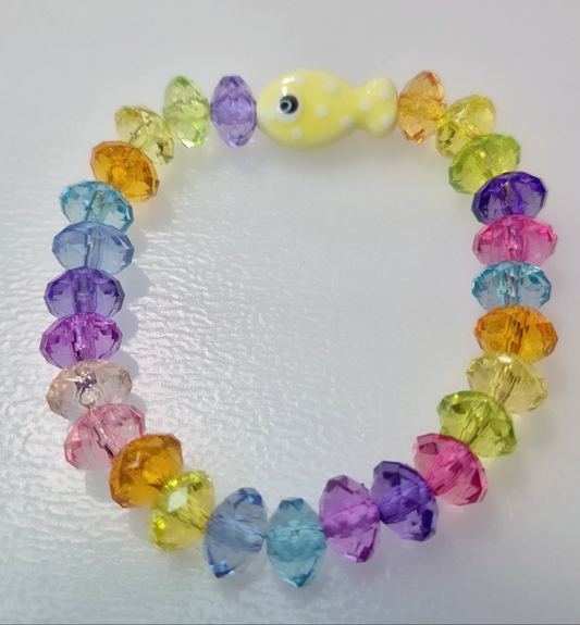 Bracciale Pesciolino 🐠 elastico con pietre colorate misura standard adulta ediz.limitata
