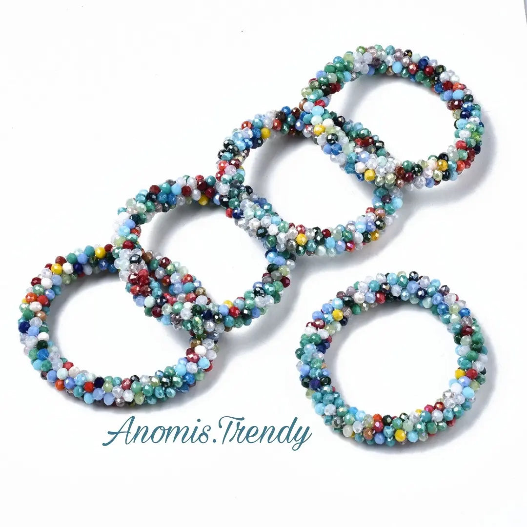 Bracciale tubolare elastico con cristalli multisfaccettati luminosi