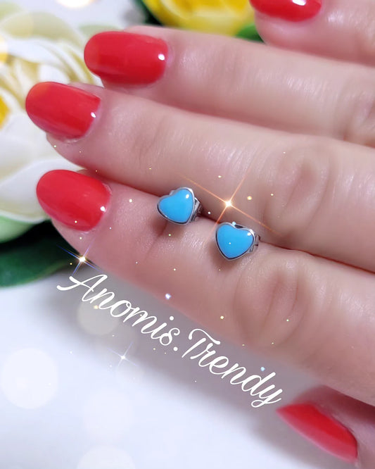 Mini orecchini 0.5cm Cuori smaltati in acciaio anallergico