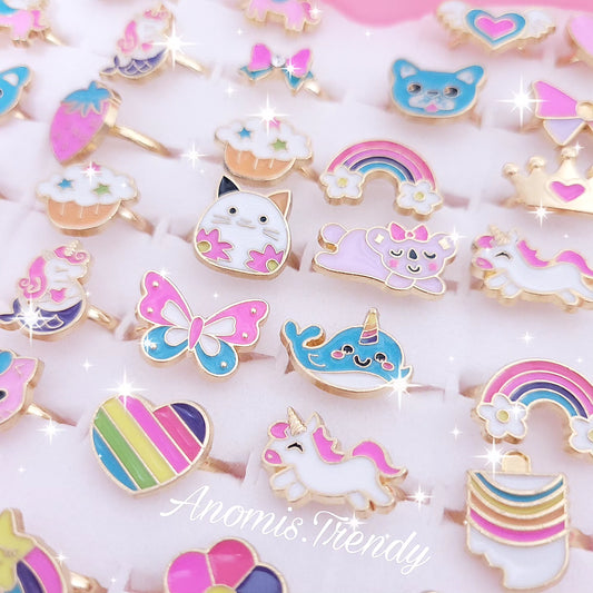 Anello bimba regolabile con soggetto smaltato a scelta