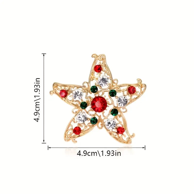 Spilla Fiocco Neve ❄️ Stella Natale 🎄 con zirconi tipo Swarovski