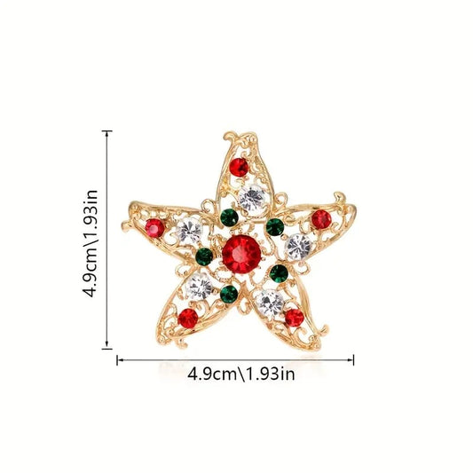 Spilla Fiocco Neve ❄️ Stella Natale 🎄 con zirconi tipo Swarovski