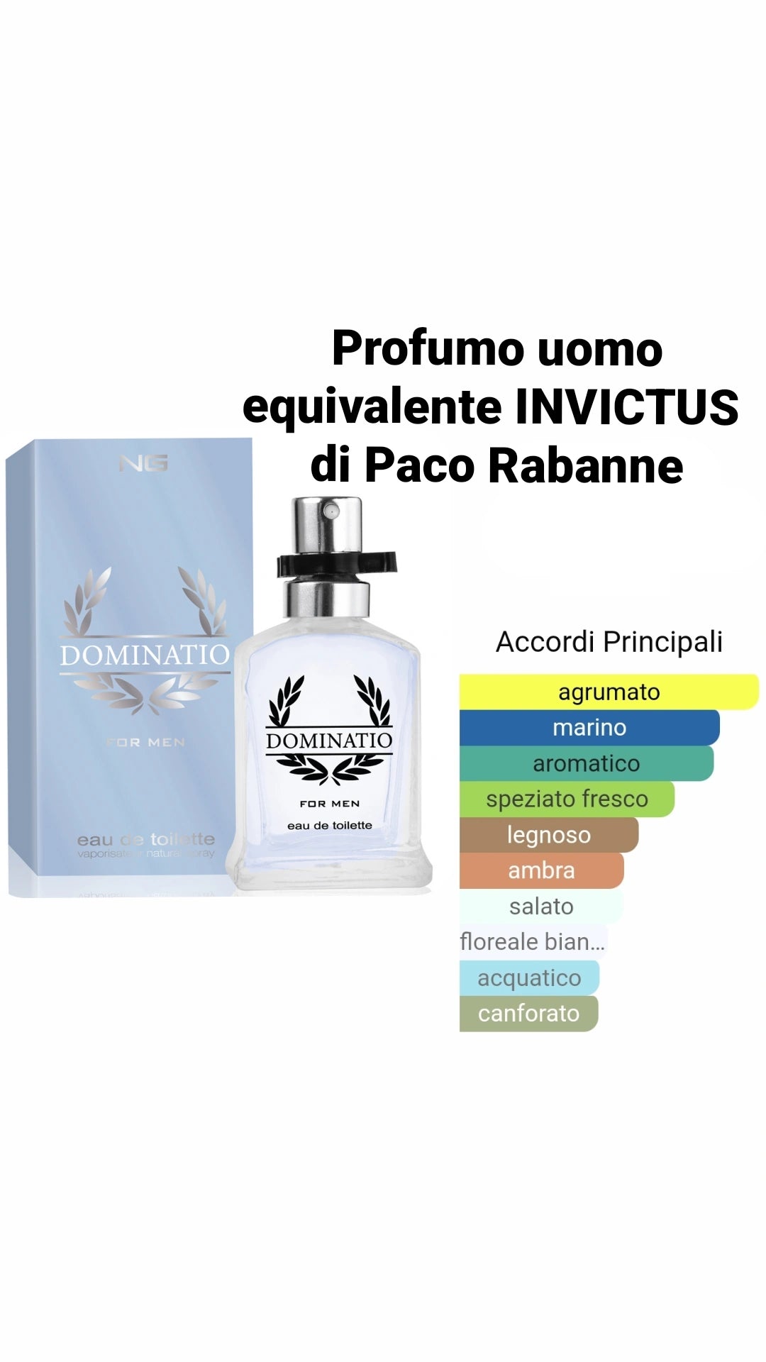 DOMINATIO profumo uomo equivalente INVICTUS Paco Rabanne 15ml