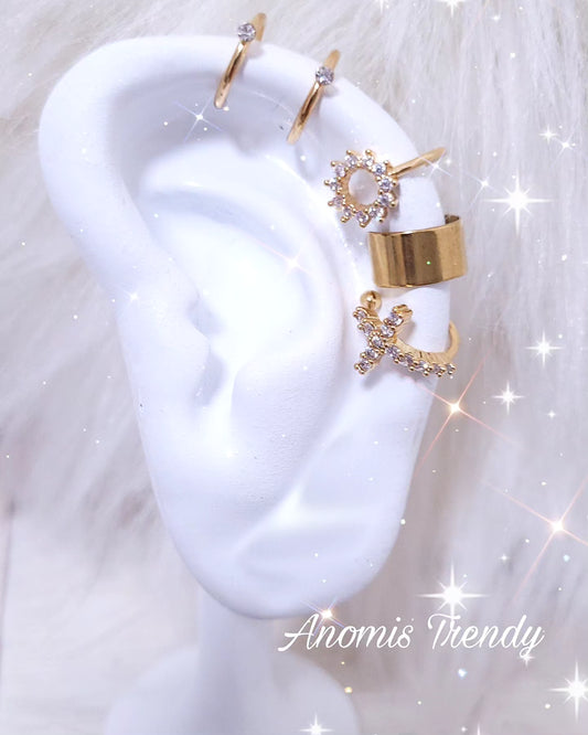 Ear cuff orecchini da cartilagine - senza foro - in acciaio gold