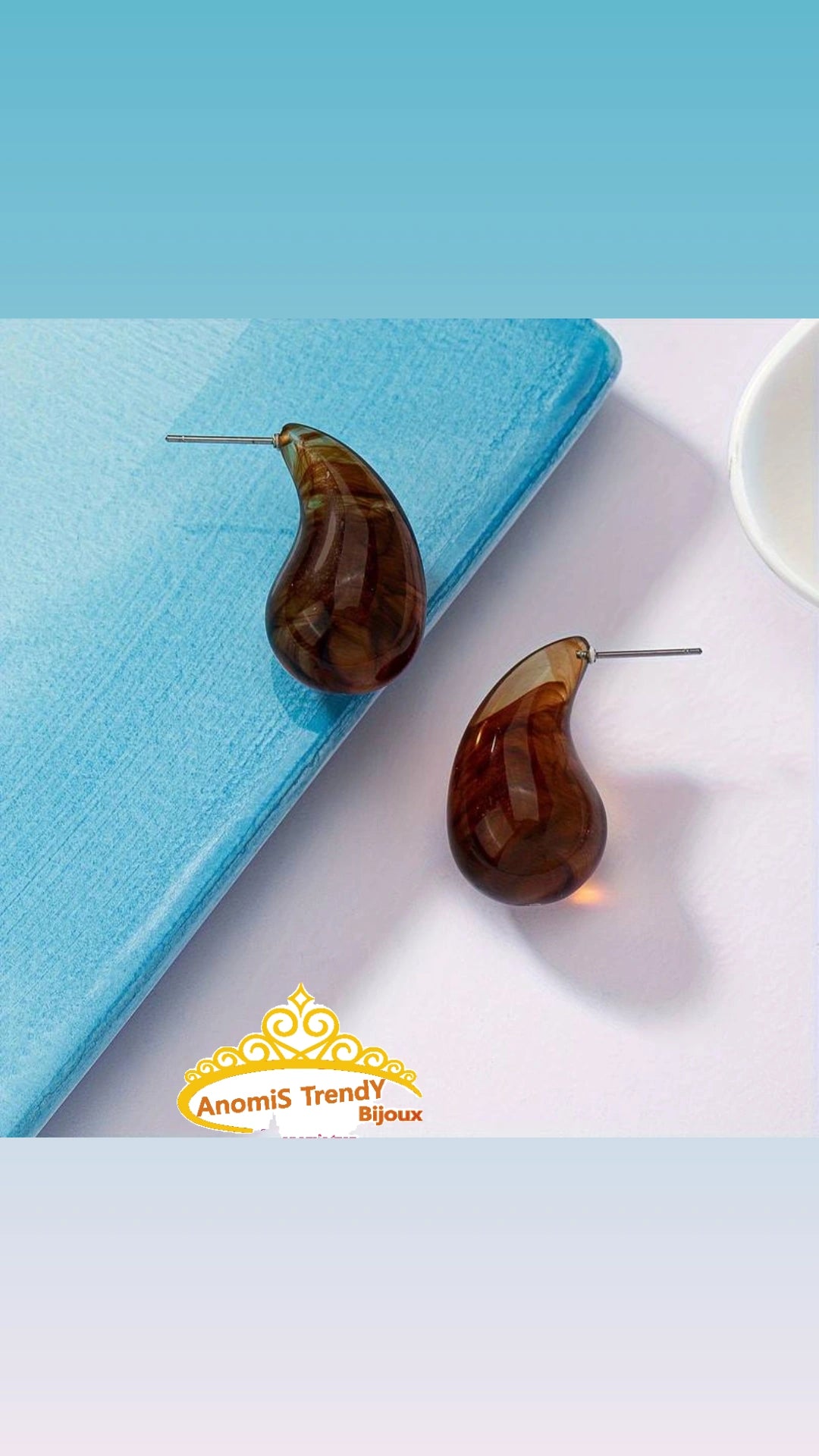 Orecchini Goccia 3cm effetto marmorizzato 100% acciaio anallergico
