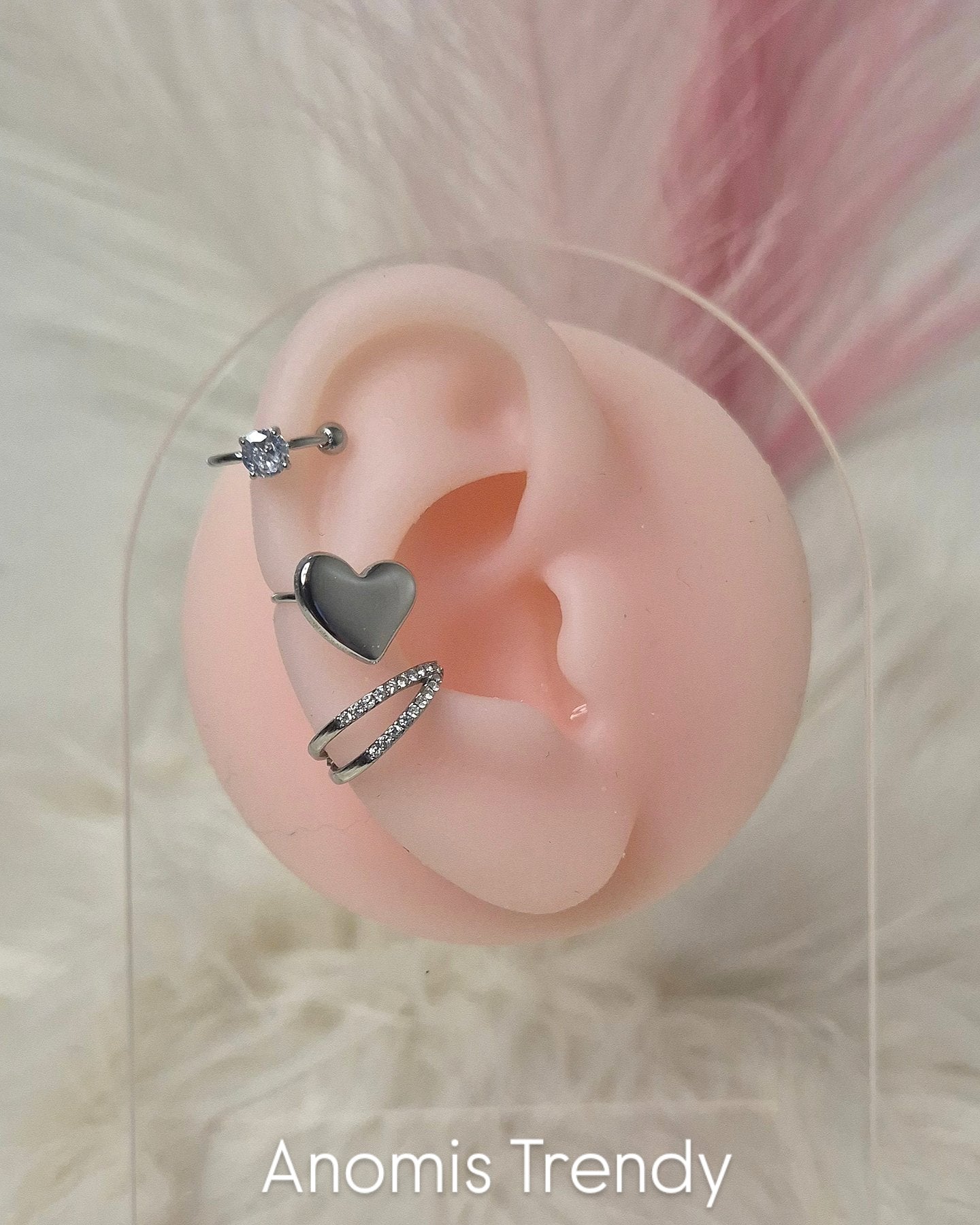 Earcuff in acciaio Silver anallergico regolabili (orecchini senza foro)