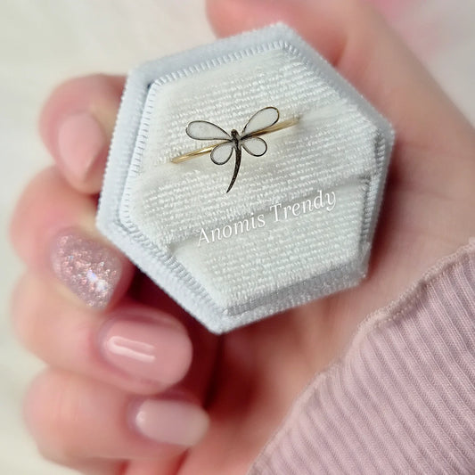 Anello minimal soggetti in Madreperla con Zircone ๐ mis. regolabile 100% acciaio