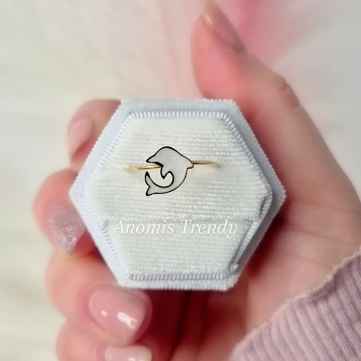 Anelli minimal soggetti in Madreperla con Zircone π mis. regolabile 100% acciaio