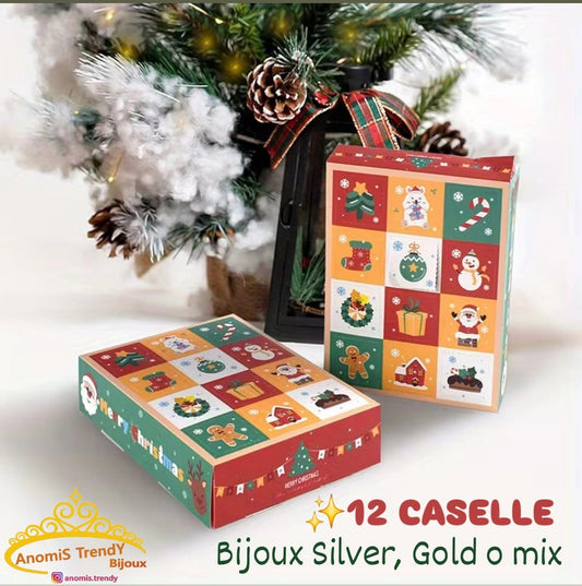 CALENDARIO AVVENTO 2025🎄 12 o 24 CASELLE bijoux/gadgets/accessori in Acciaio Silver, Gold o Mix a scelta