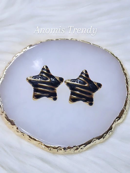 Orecchini Stellari in acciaio gold smaltati misura 2,5cm