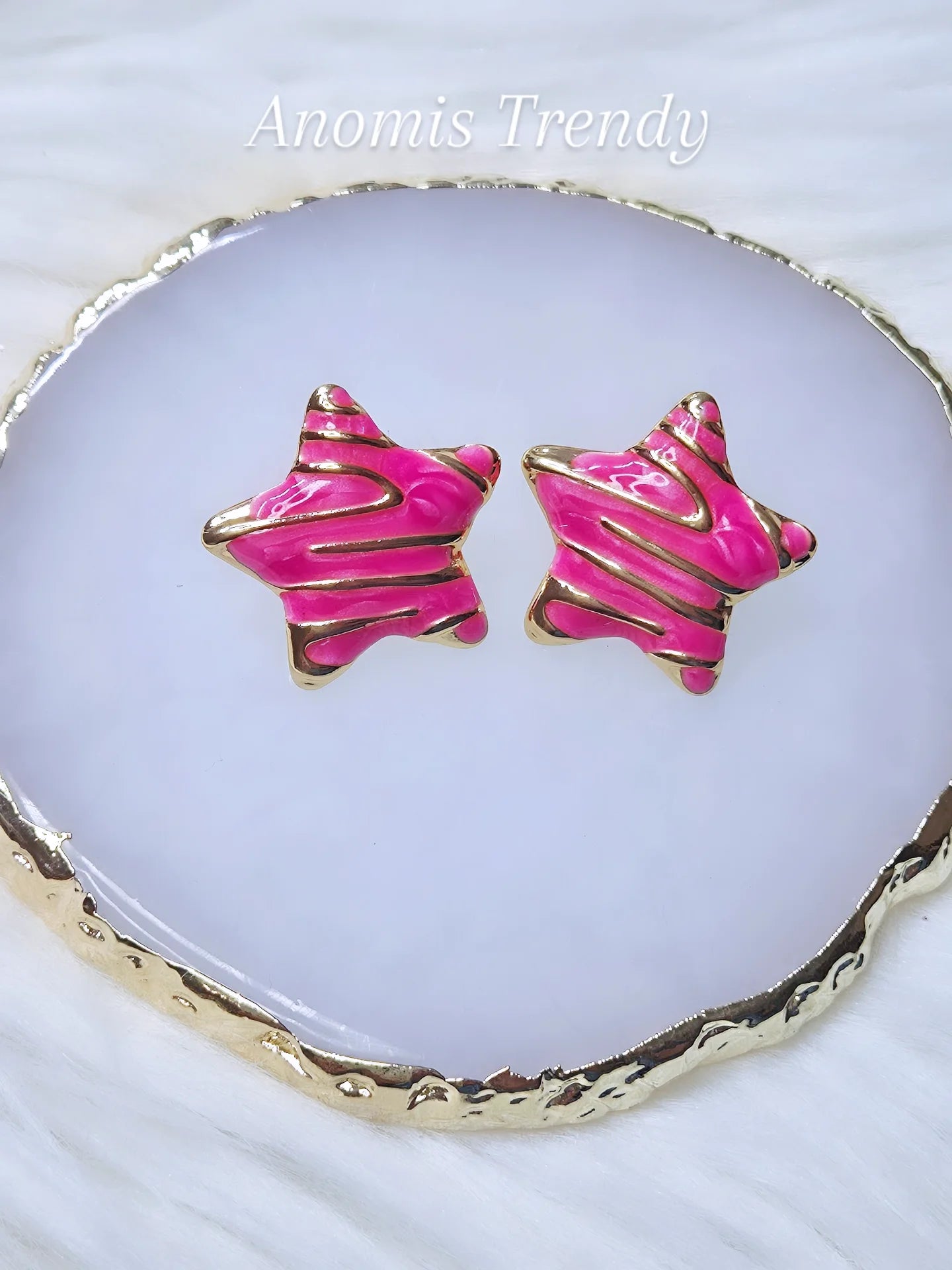 Orecchini Stellari in acciaio gold smaltati misura 2,5cm