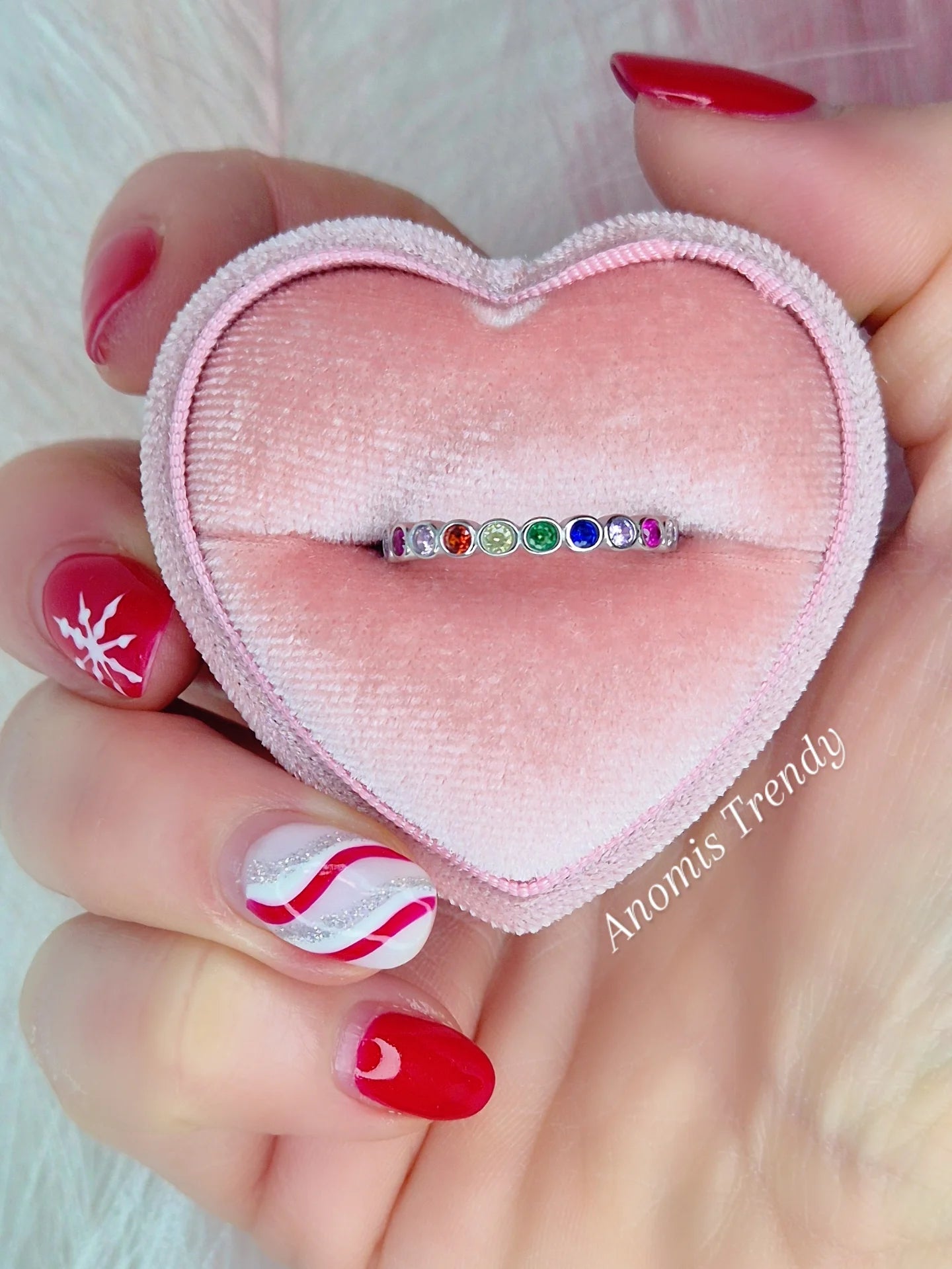 Anello fedina Eternity Rainbow in Acciaio Silver o Gold pietre multicolor incastonate