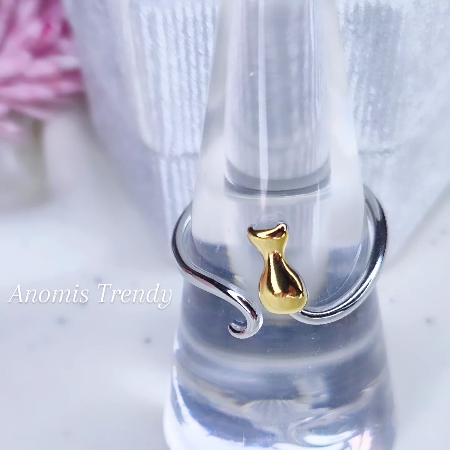 Anello Meow 🐱 in acciaio bicolor mis. regolabile