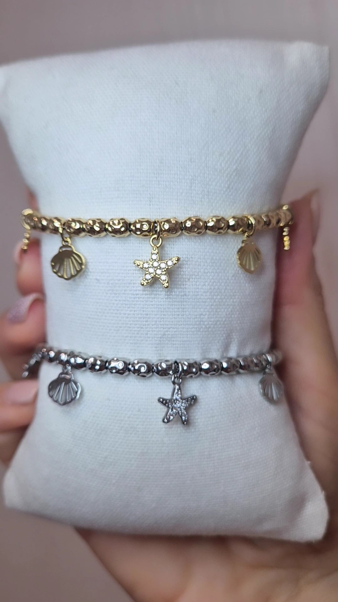 Bracciali modello Dodo con charms tema Mare in acciaio silver o gold misura regolabile