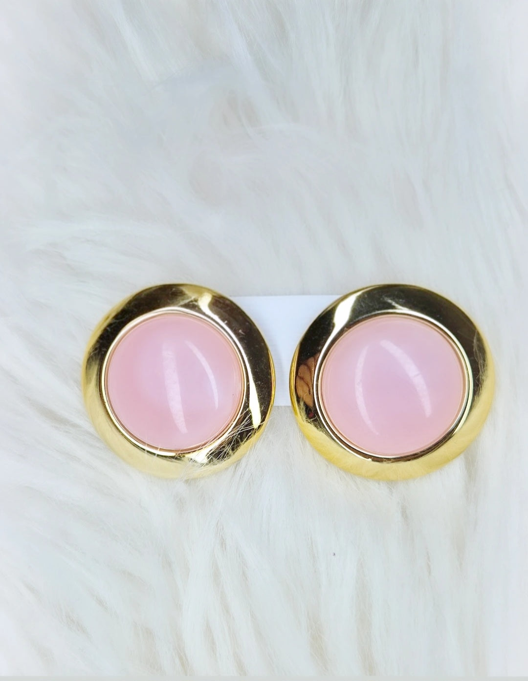 Orecchini in stile Retrò Chic 100% anallergici Cuore, Bottone Ovale Gold con pietra in resina colorata