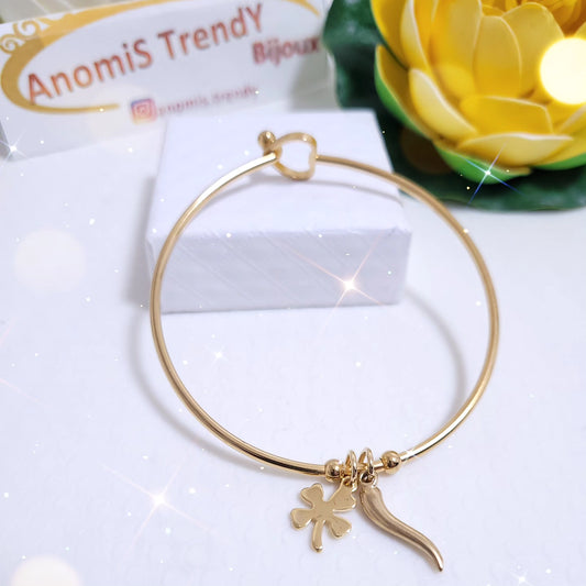 Bracciale rigido acciaio dorè chiusura Cuore