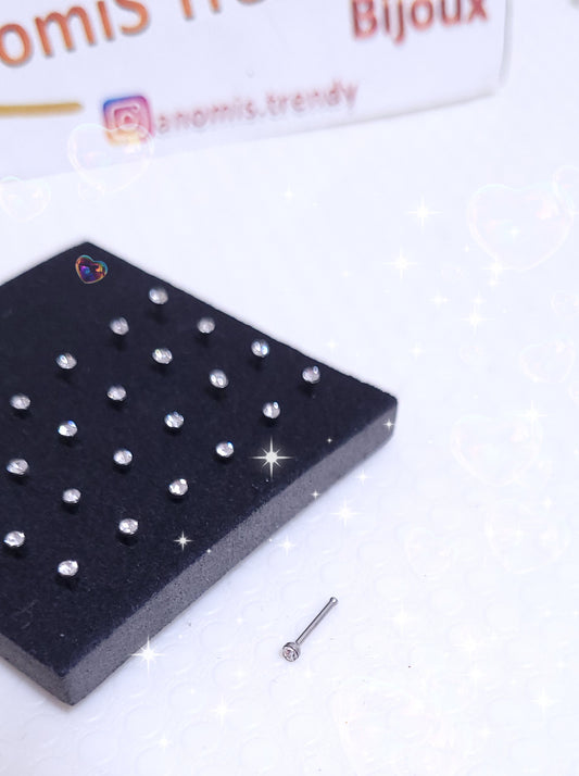 Piercing orecchino Naso in Acciaio chirurgico anallergico con zircone crystal luminoso