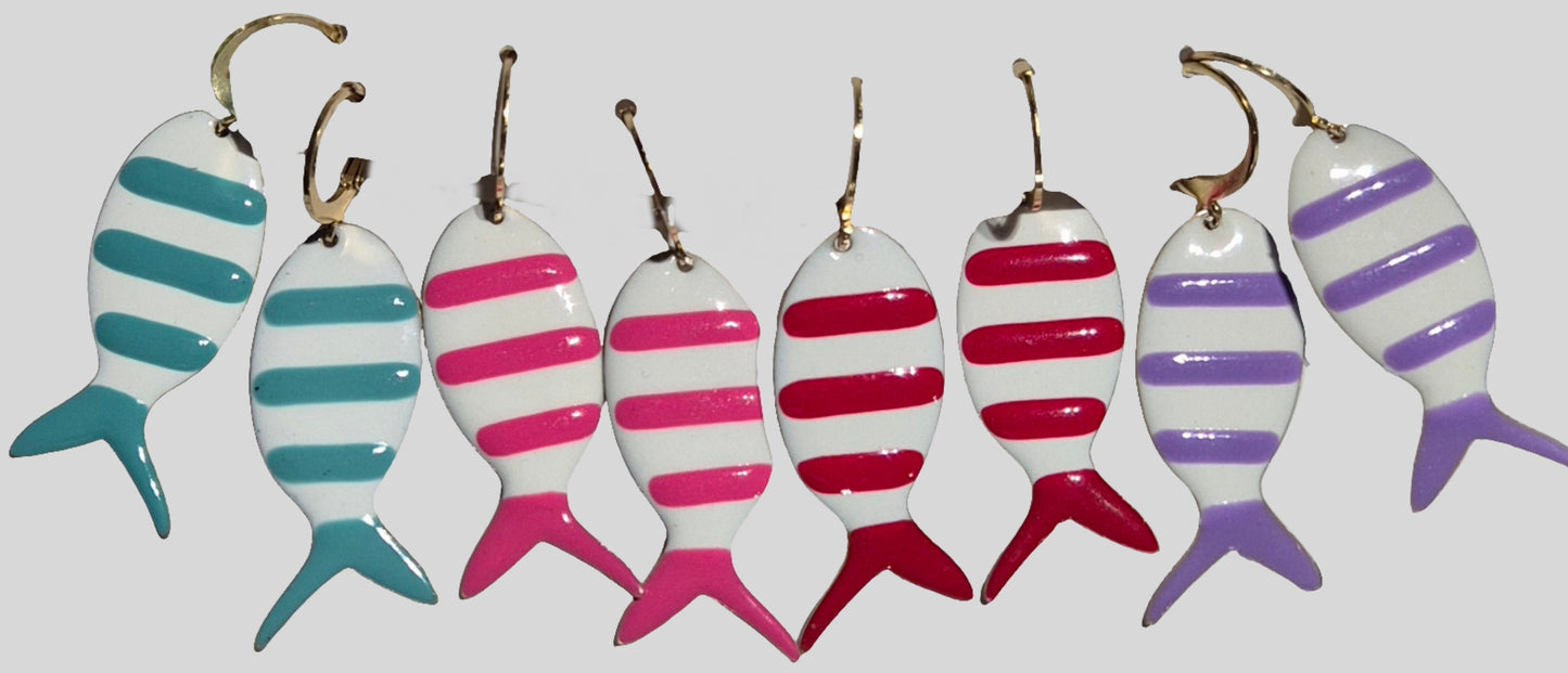 Mono orecchino Pesce cerchietto gold 1 cm acciaio anallergico