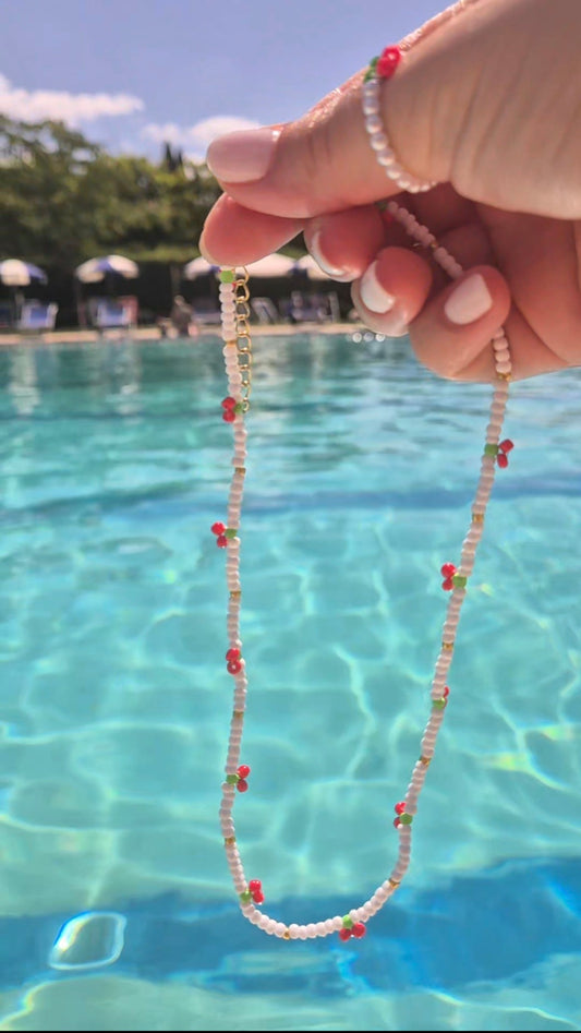 Collana Perline bianche mix gold e Ciliegine 🍒