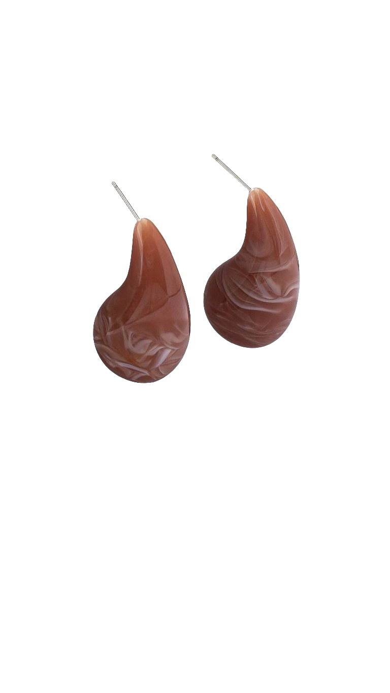 Orecchini Goccia 3cm effetto marmorizzato 100% acciaio anallergico