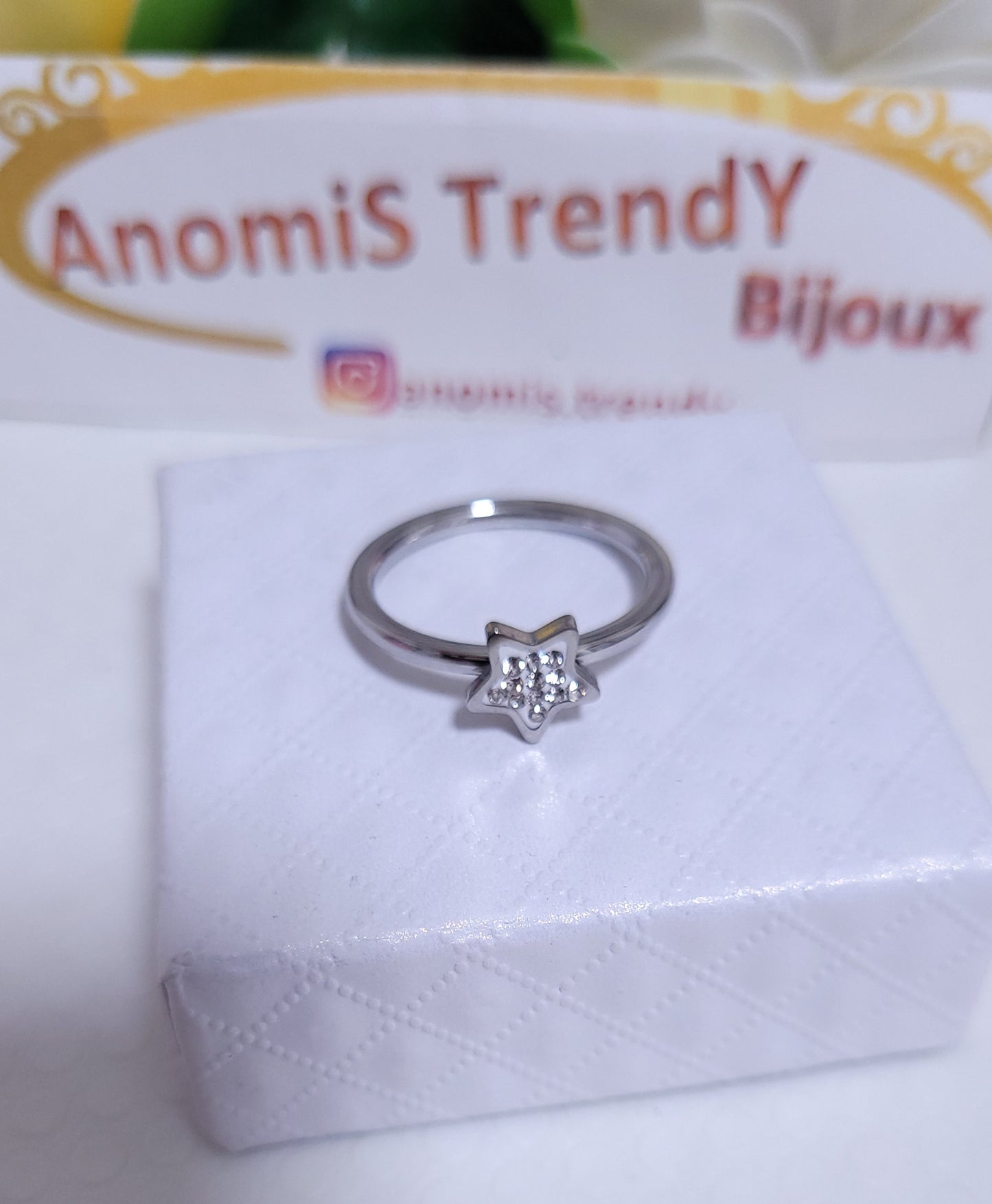 Anello Stella con zirconi in Acciaio inossidabile anallergico