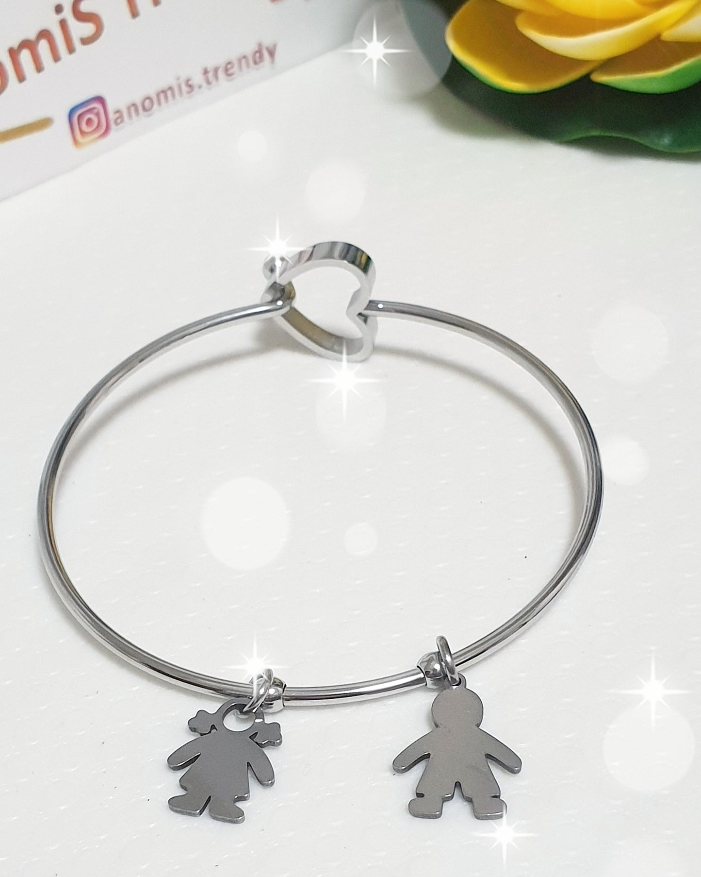 Bracciale rigido chiusura a Cuore o Stella