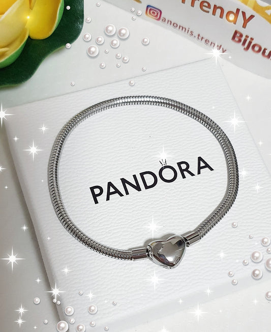 Bracciale snake stile Pandora con chiusura a Cuore