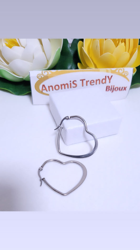 Orecchini Cuori aperti in Acciaio Inox
