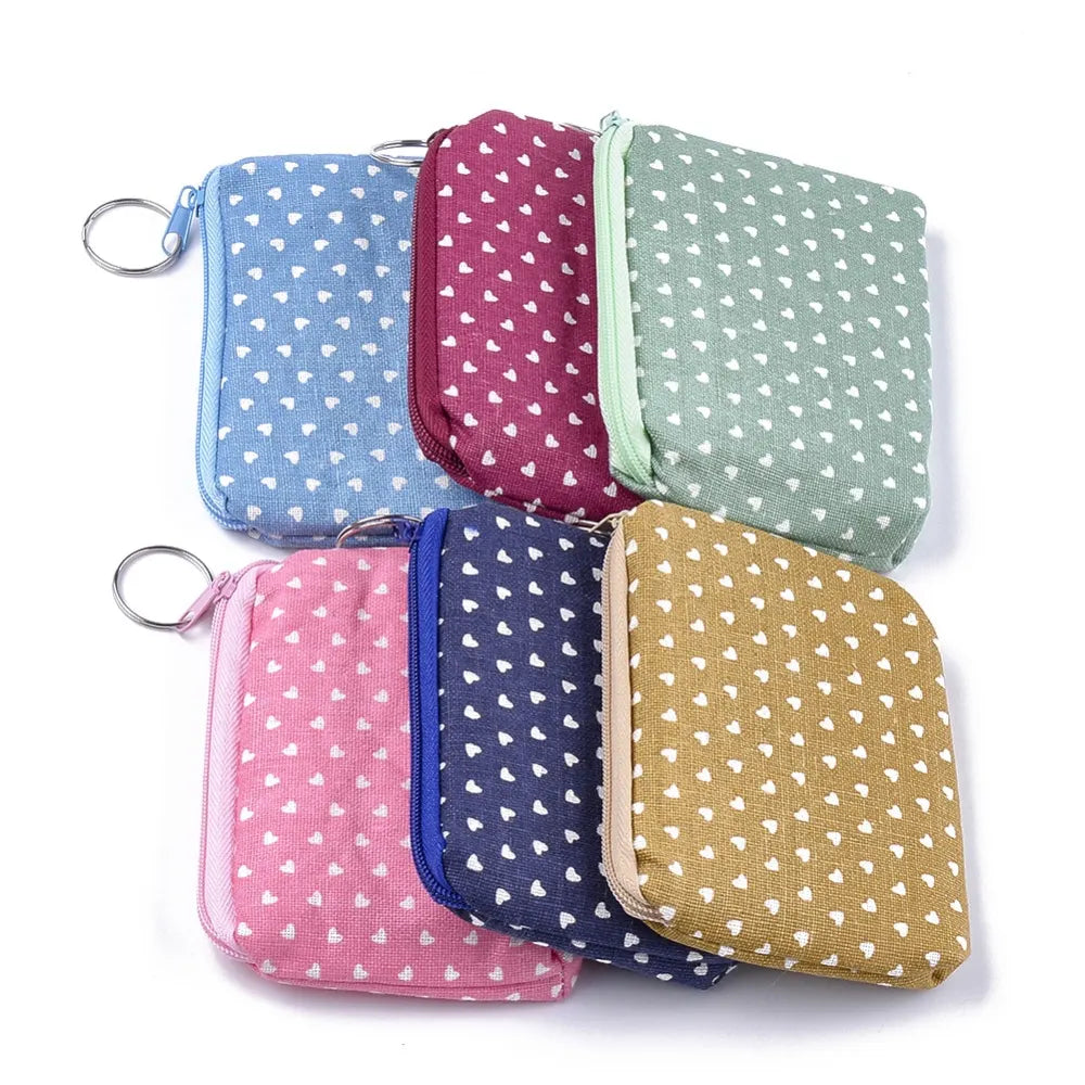 Mini Beauty pochette con zip fantasia Cuoricini Bianchi