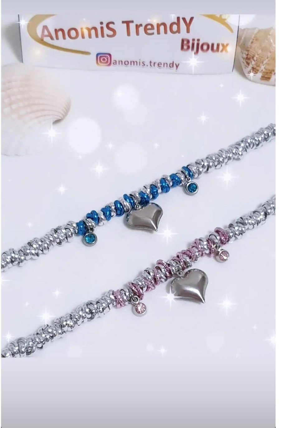 Bracciale nodini con punti luce tono su tono e cuore bombato