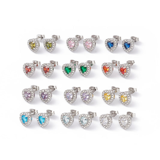 Orecchini a lobo Cuori Crystal con zirconi mod. Pandora