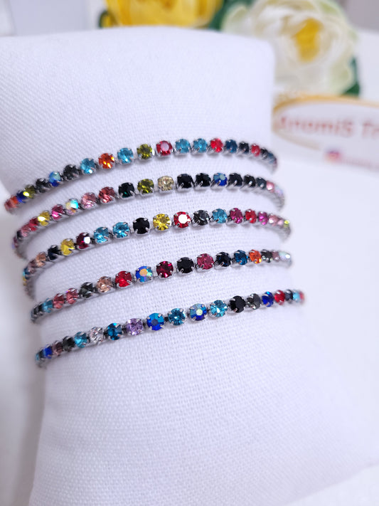 Bracciale mod. Tennis in acciaio silver con zirconi da 3mm - misura regolab.