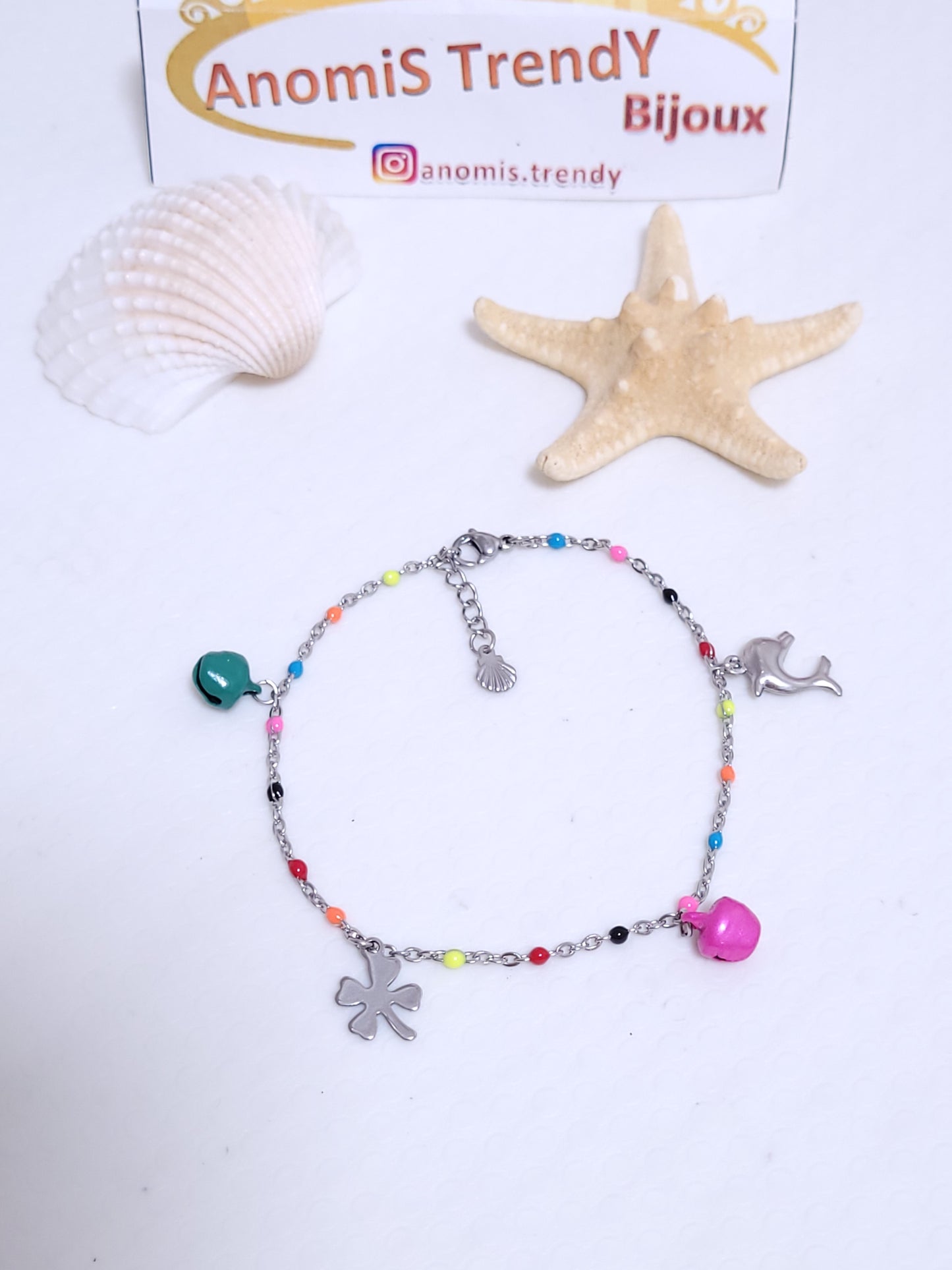 Cavigliera bambina multicolor con campanellini