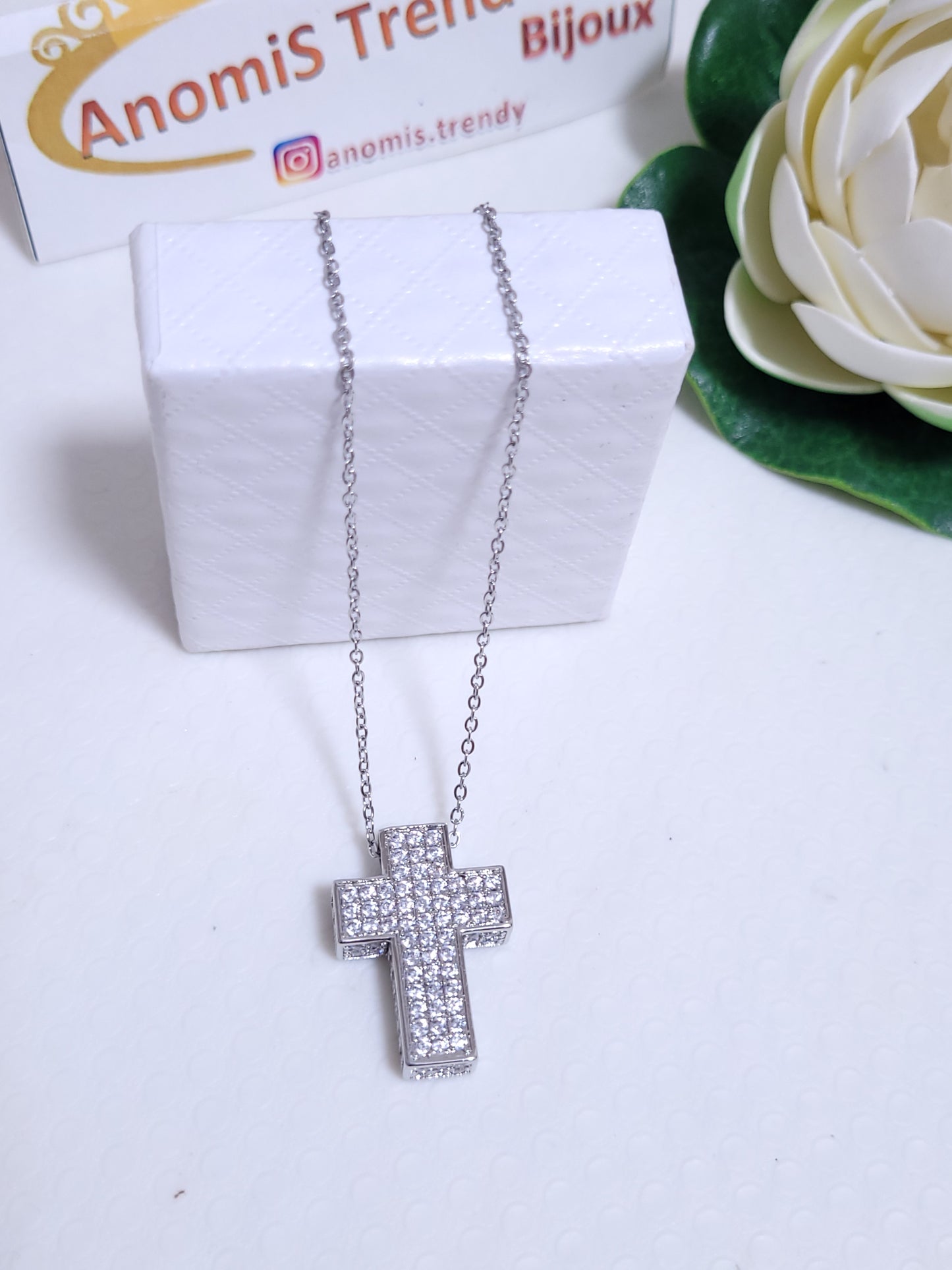 Collana Croce Squared mod. Chiara F con Zirconi