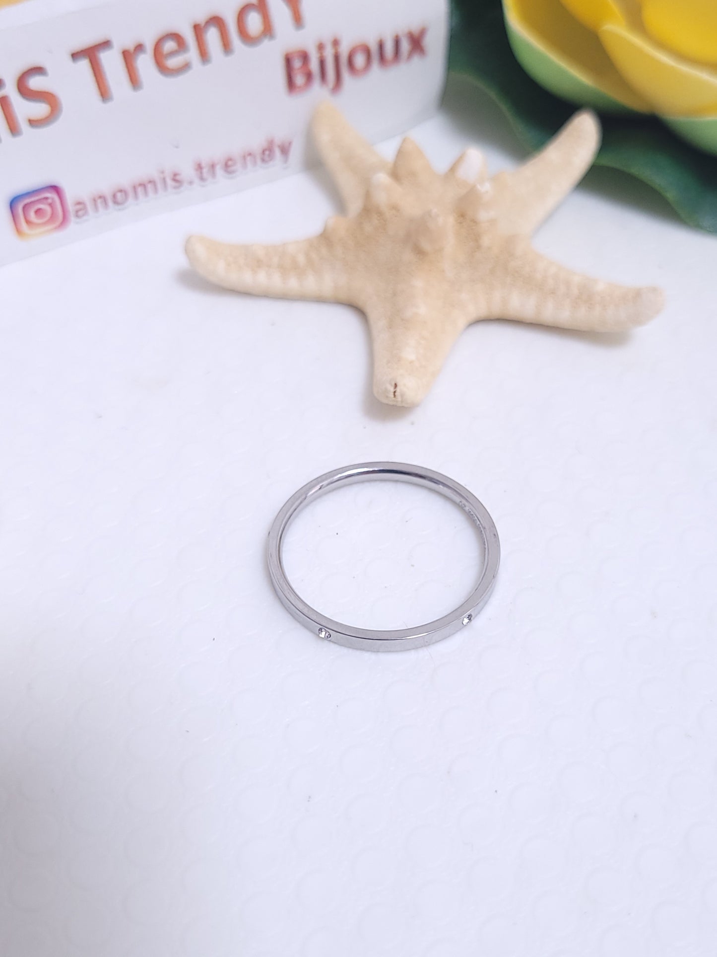 Anello Fedina fascia stretta con 5 zirconi - acciaio inossidabile