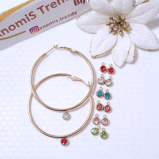 Orecchini cerchi 5cm in acciaio dorè con punto luce 💎