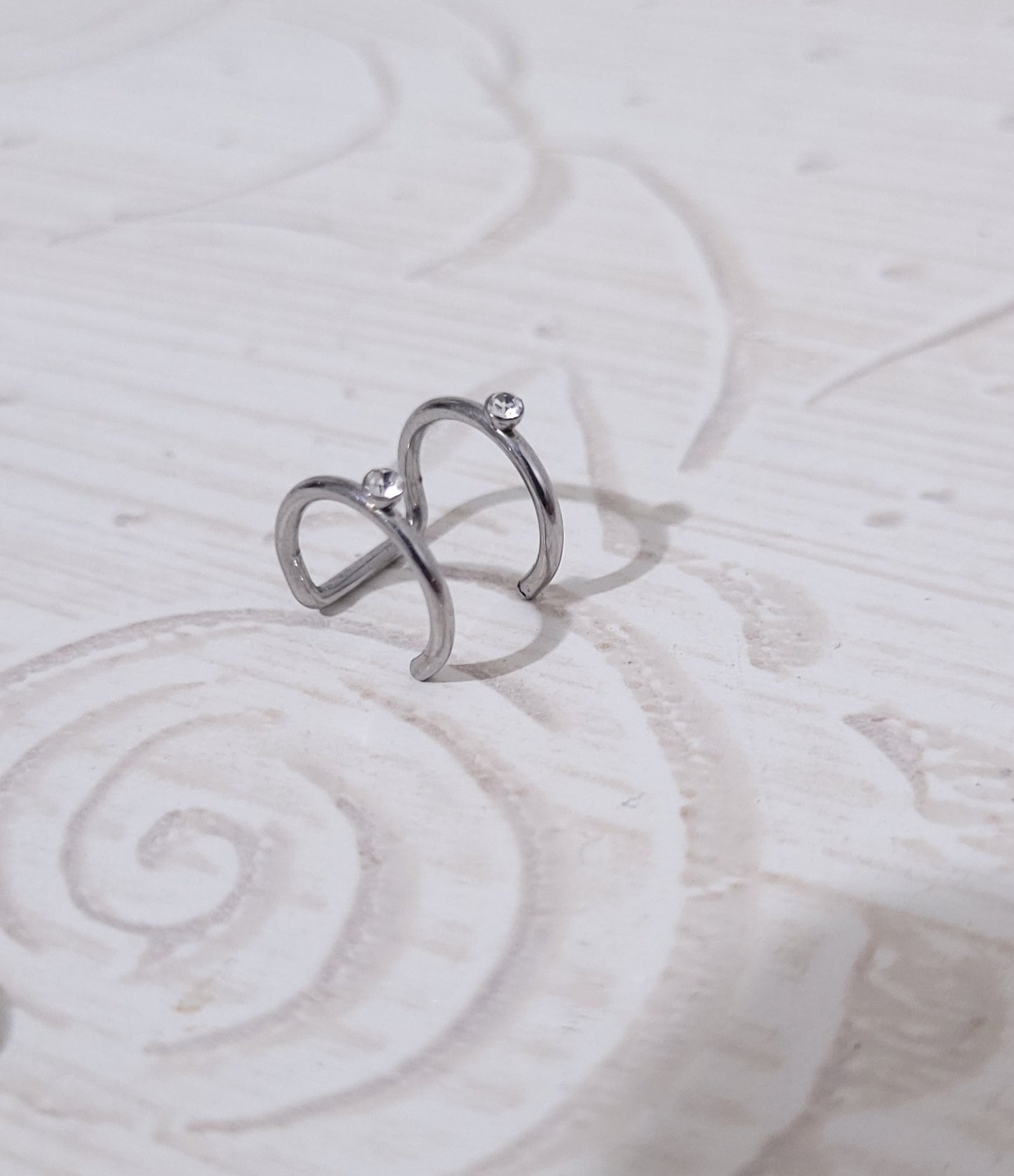 Ear cuff orecchini da cartilagine - senza foro - in acciaio silver